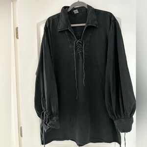 Renaissance Style Black Pullover Top/Dress, Hand Made, 100% Cotton